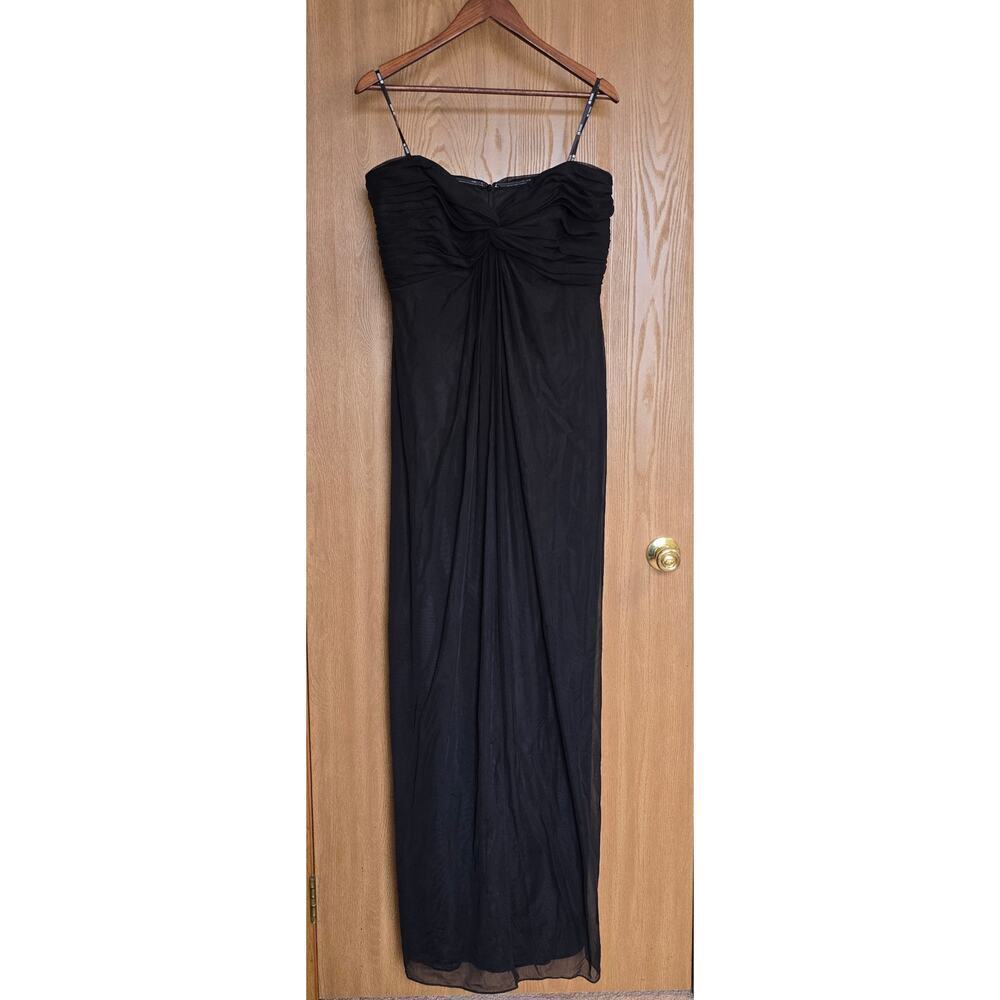 T by Tadashi Shoji Strapless Ruched Long Formal Gown Dress Vintage Chiffon - Picture 3 of 14